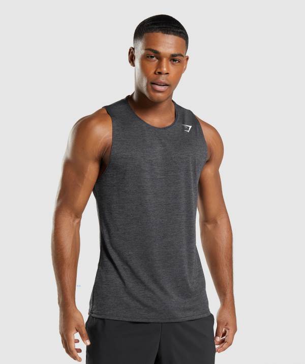 Panske Tielko Gymshark Arrival Slim Marl Čierne Čierne / Siva | LS0568927